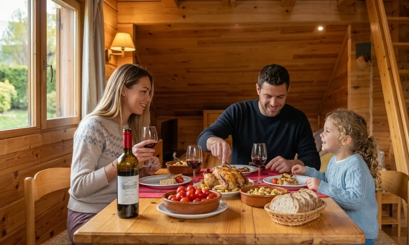 Family meal inside a Cerdanya chalet